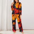 thumbnail image 2 of Fotbe Marigold Flowers In Different Colors Conjunto de Pijama de Manga Larga para Mujer con Estampado, Ropa de Dormir de 2 Piezas, Conjunto de Casa Suave y Cómodo con Bolsillos-X-Large, 2 of 7