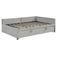 thumbnail image 6 of Harper & Bright Designs Full Size L Shaped Platform Bed with Pop Up Trundle, Wood Upholstered Corner Bed Frame for Bedroom, Gray, 6 of 15