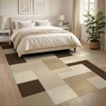 thumbnail image 3 of ODIKA 8'x10' Washable Area Rug Beige Abstract Interlocking Shapes Neutral Blocks Brushstroke Large Flowing for King Size Bedroom Under Bed, Master Suite, Non-Shedding, Easy Care, 3 of 7