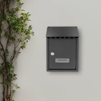Dwellnix Wall Mount Rectangular Locking Mailbox W 2 Keys Black Residential Mail Box