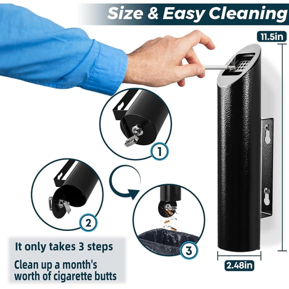 Fireproof Cigarette Butt Disposal Bin, Corrosion Resistant, Smokeless, for Indoor Outdoor Use