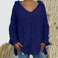 thumbnail image 2 of Lenpel Women's Pullover Sweaters Oversized V Neck Long Sleeve Cable Knitted Hoodies Trendy Fall Outfits, 2 of 7