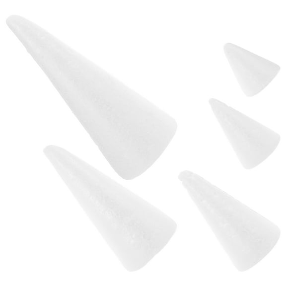 WEUVEB 5-Pack Polystyrene Craft Cones for Projects and Party Decorations with Festive Christmas Design