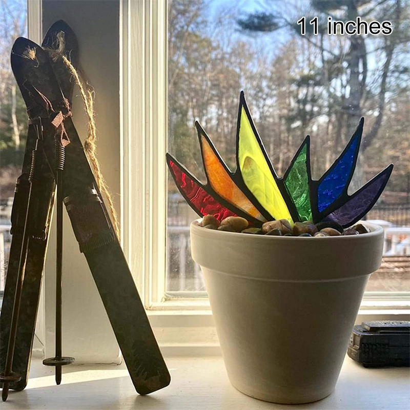 Suncatcher Stained Agave Plant Flower Pot Ornament Home Handmade Craft