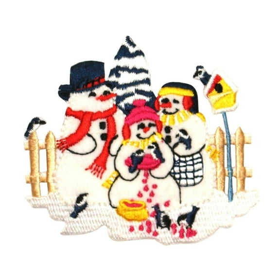 ID 8006 Snowman Family Patch Christmas Snow Decorate Embroidered IronOn Applique