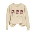 thumbnail image 3 of QIUOMBBP Christmas Sweatshirts for Women Cute Xmas Graphic Print Long Sleeve Shirts Loose Fit Casual Crewneck Holiday Tops, Khaki, L, 3 of 7