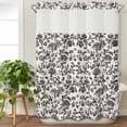 thumbnail image 3 of Farmhouse Black No Hook Shower Curtain Waterproof, Bathroom Curtains with Snap in Liners and See Through Top Window, Vintage Flower Leaf Botanical Plant Hotel Style Bathtub Curtains Shower 72"Wx84"L, 3 of 8