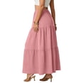 thumbnail image 5 of Womens Boho Casual Maxi Skirts Flowy Elastic High Waisted A-Line Long Skirts with Pockets Pink L, 5 of 7