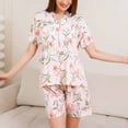 thumbnail image 4 of Sakmal Pink Casual Pajamas Sets for Women Short Sleeve Shorts Pant Oversize Lightweight Graphic Button Down Plus Size Sleepwear, 4 of 9