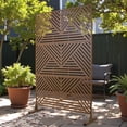 thumbnail image 2 of Tcbosik Metal Privacy Screen, 76"H x 48"W Freestanding Privacy Fence for Indoor & Outdoor, Decorative Privacy Panel & Room Divider for Balcony Patio Garden, Brown, 2 of 9