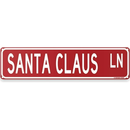 Santa Claus Lane Christmas Theme Street Sign - Holiday Humor Ornament Novelty Home Decor - Aluminum Metal Tin Sign Wall Decorations 16x6