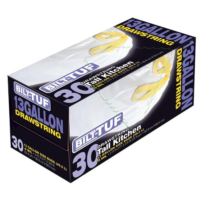 Presto Products GKL0325692 Kitchen Bags Tall, White 13 gal & 0.9 ml