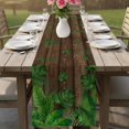 thumbnail image 4 of Tropical Leaves Table Runner 90 Inches, Summer Botanical Monstera Leaf Wooden Brown Bed Runner Dresser Scarves Tabletop for Indoor Outdoor Parties/Ceremony/Banquet, 13" x 90", 4 of 9