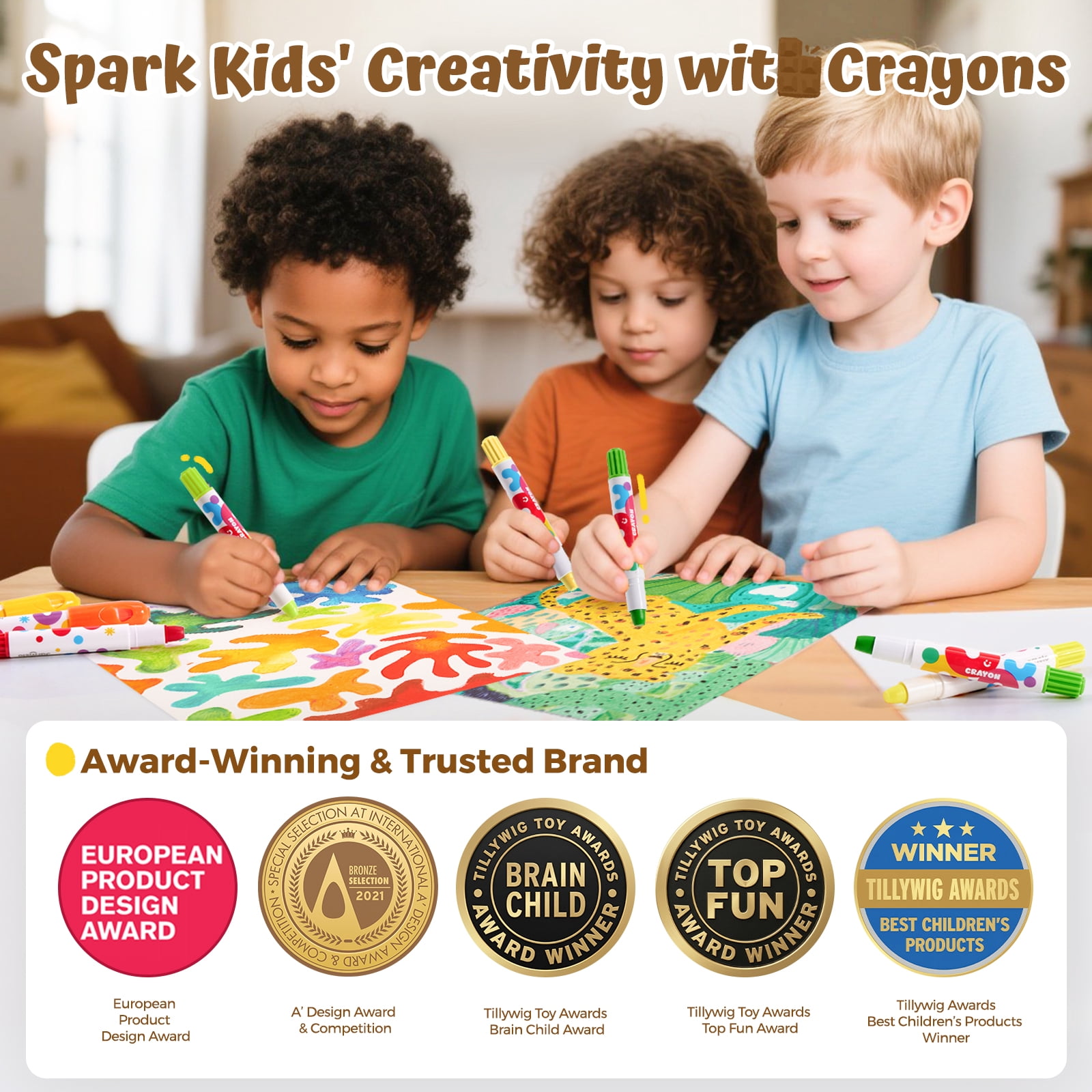 Jar Melo 36 Count Jumbo Crayons for Toddlers, Non Toxic Washable Crayons, Easy to Hold Silky Large Crayons, Safe for Babies and Kids Gifts