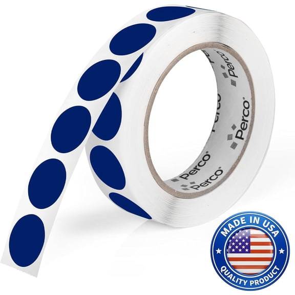 Perco Dark Blue Round Circle Dot Sticker 1-Inch Labels with Easy-Tear Perforation, 1,000 Stickers per Roll - File Labels, Category Tags & Inventory Systems, Strong Adhesive - Made in USA