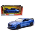 thumbnail image 2 of 2016 Ford Shelby Mustang GT350R Blue with Black Stripes 1/24 Diecast Model Car by New Ray, 2 of 2
