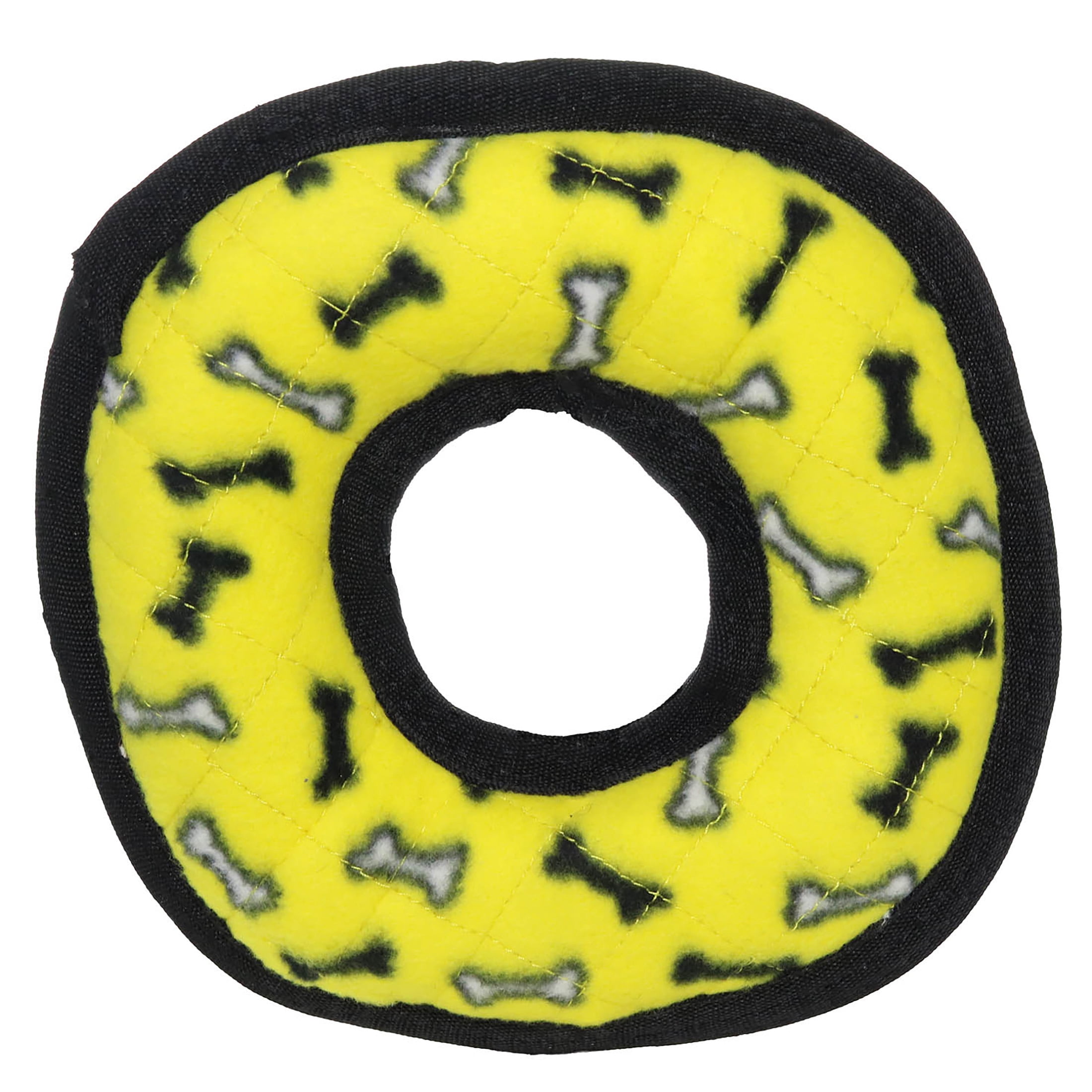 Tuffy Ultimate Ring Yellow Bone Durable Plush Squeaky Dog Toy