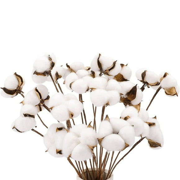 20Pcs Cotton Stems,Fake Cotton Flowers, Artificial Cotton Floral Stems Faux Farmhouse Decorations for Vase Home Decor,20 * False vegetation