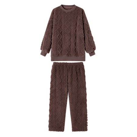 

Glonme Pjs Sleepwear Ladies Casual Sleeping Pajamas Sets Fleece Fuzzy Animal Print Lounge Set Coffee XL