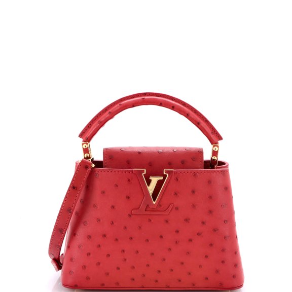 Pre-Owned Louis Vuitton Capucines Bag Ostrich Mini By Rebag
