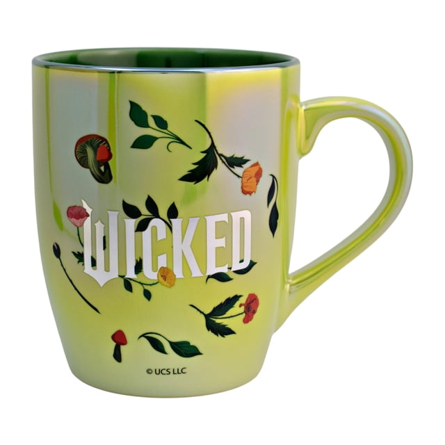 Taza de Cerámica Iridiscente con Diseño Elphaba Floral, Taza para Bebidas Calientes, Capacidad 750 ml, Color Verde