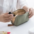 thumbnail image 3 of Washranp Women Cosmetic Bag,Solid Color Nylon Waterproof Large Capacity Oblong Shape Travel Toiletry Bag with Double Zippers and Dividers for Storage Organizer Tool, 3 of 5
