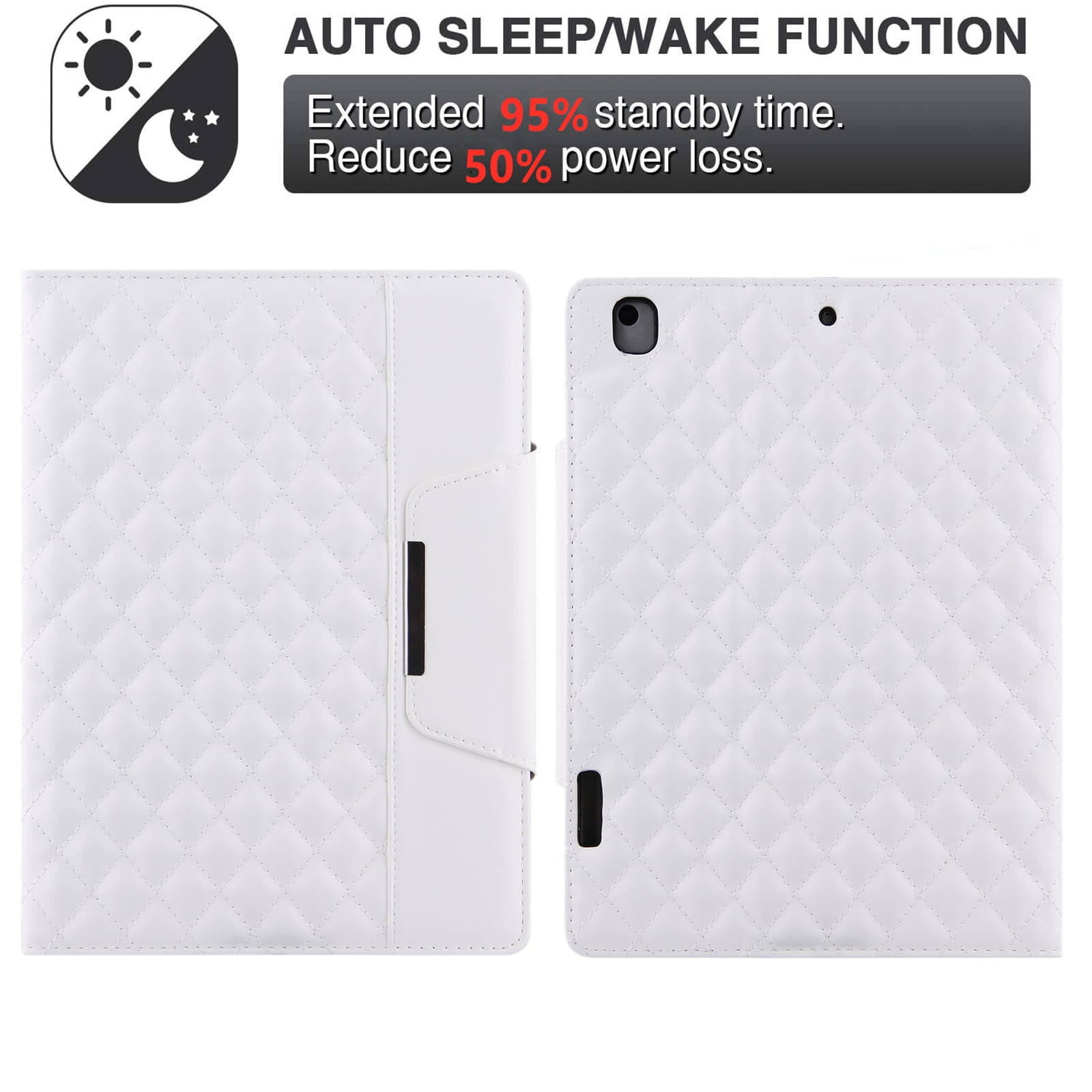 Dteck Case for iPad 10th Generation Case 10.9 Inch 2022, Premium Leather Folio Stand Cover with Pencil Holder Hand Strap - Auto Wake/Sleep and Multiple Viewing Angles,White