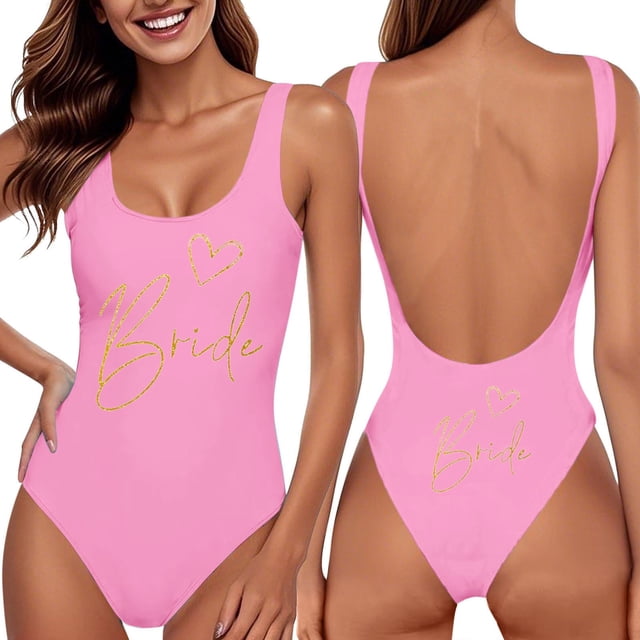 MKLEKYY Trajes De Baño Mujer Curvy Women Fashion Letter Print Piece Swimsuit Sexy Bikini Swimwear Bathing Sleeveless Backless Swimsuit 368