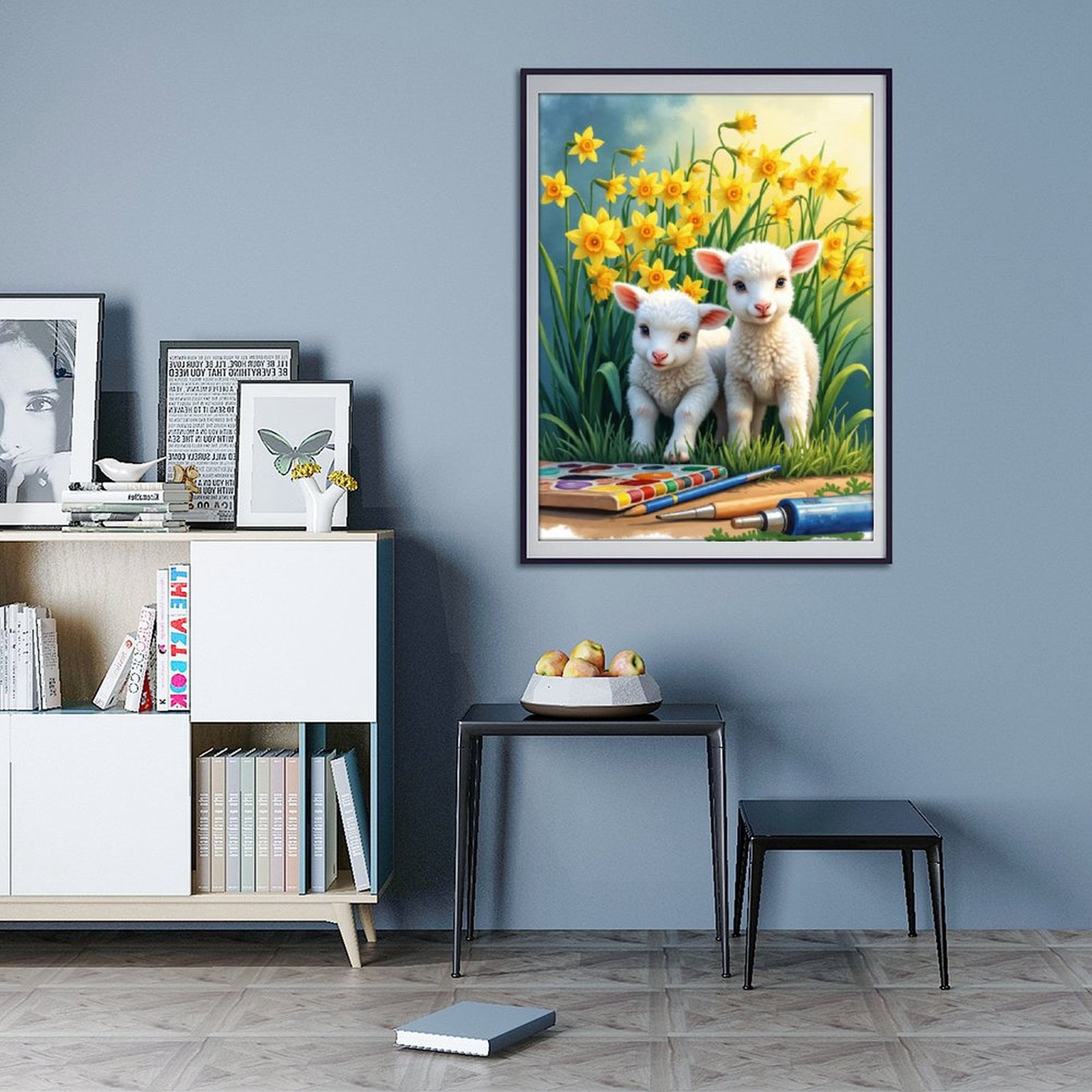 Diamond Art Kit for Adults, Lambs Daffodils Art Supplies Painting Diamond Painting for Adults Beginners, DIY Diamond Art Painting Kits, 5D Diamond Painting Crafts for Home Decor 12x16 Frameless