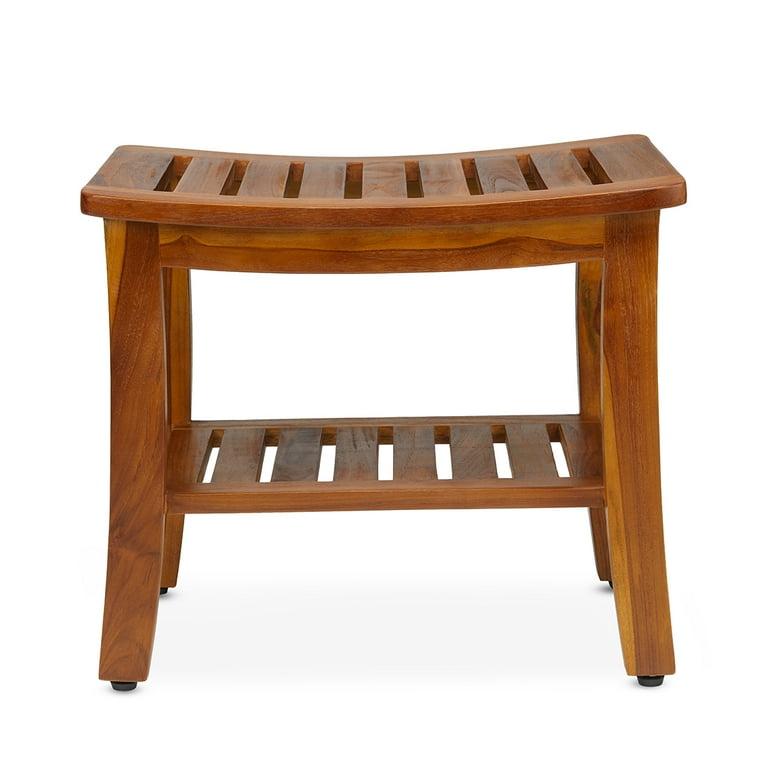 Spa™ Teak Shower Bench with Shelf - Safety and Style For The