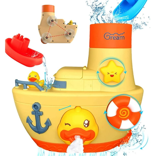 Jouets de bain pour bébé pour baignoire, jouets de bain douche bateau  électrique 4 canards jouet