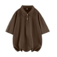 thumbnail image 6 of Afuyipoi Men's Polo Shirt,Fashionable Short Sleeve Large Size Loose Lapel Tees Coffee M, 6 of 6