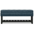 thumbnail image 2 of Cosmopolitan 44 inch Wide Transitional Rectangle Storage Ottoman Bench with Open Bottom in Denim Blue Faux Leather, 2 of 12