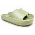 thumbnail image 4 of Zapatillas de baño para mujer, para interior y exterior, sencillas, modernas, suaves, de EVA, para ducha en casa, tallas 38 a 39, para pies de 9,8 pulgadas de largo, color verde, 4 of 12