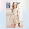 thumbnail image 4 of GYRATEDREAM Girls Summer Dress Floral Crewneck Cute Fancy Princess Dress Casual Flowy Short Sleeve Midi Dress for 7-8Y Yellow, 4 of 8