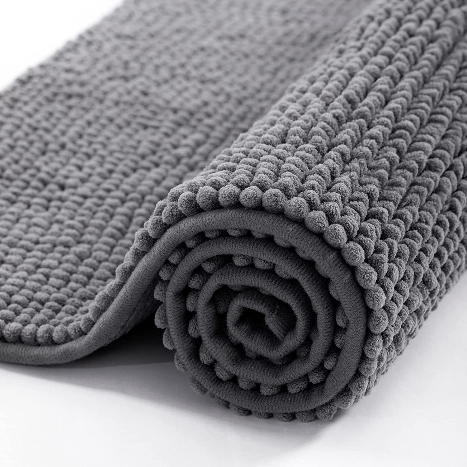 Newlake Bathroom Rugs Soft Chenille Non Slip Bath Mat Super Water Absorbent (Dark Gray, 20' x 32')
