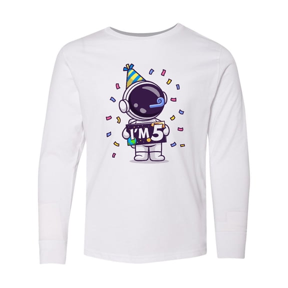 Inktastic 5th Birthday Astronaut Long Sleeve Youth T-Shirt