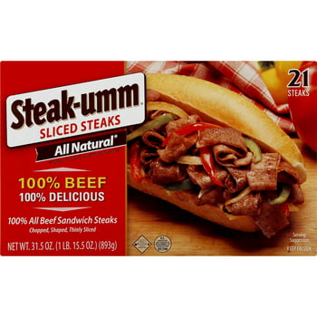 Steak-Umm Frozen Sliced Beef Steaks, 31.5 oz, 21 Count