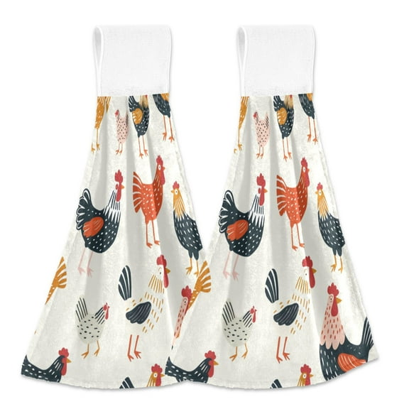2 Bathroom Towels Kitchen Towels 18.2x14In Velcro Hand Wipes Dish Cloths & Dish Towels Washroom Towels Face Towel Hand Wipes Colorful Chicken