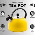 thumbnail image 5 of Venoly 2.5 Liter Whistling Tea Kettle - Modern Stainless Steel Whistling Tea Pot for Stovetop Hot Water Boiler with Cool Grip Ergonomic Handle (Lemon Yellow, 2.5 Quarts/Liters), 5 of 8
