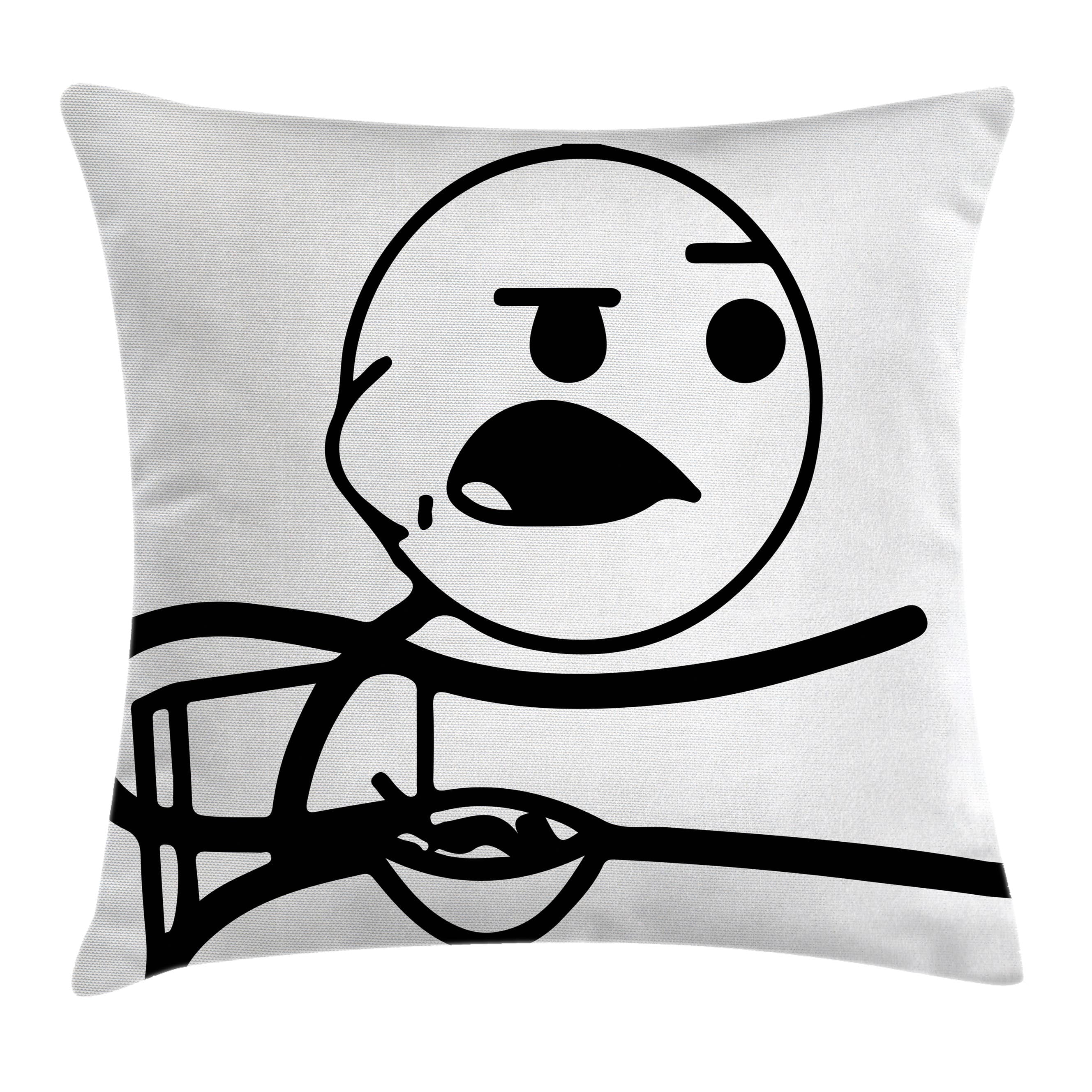 Humor Decor Throw Pillow Cushion Cover, Funny Stickman on the Table