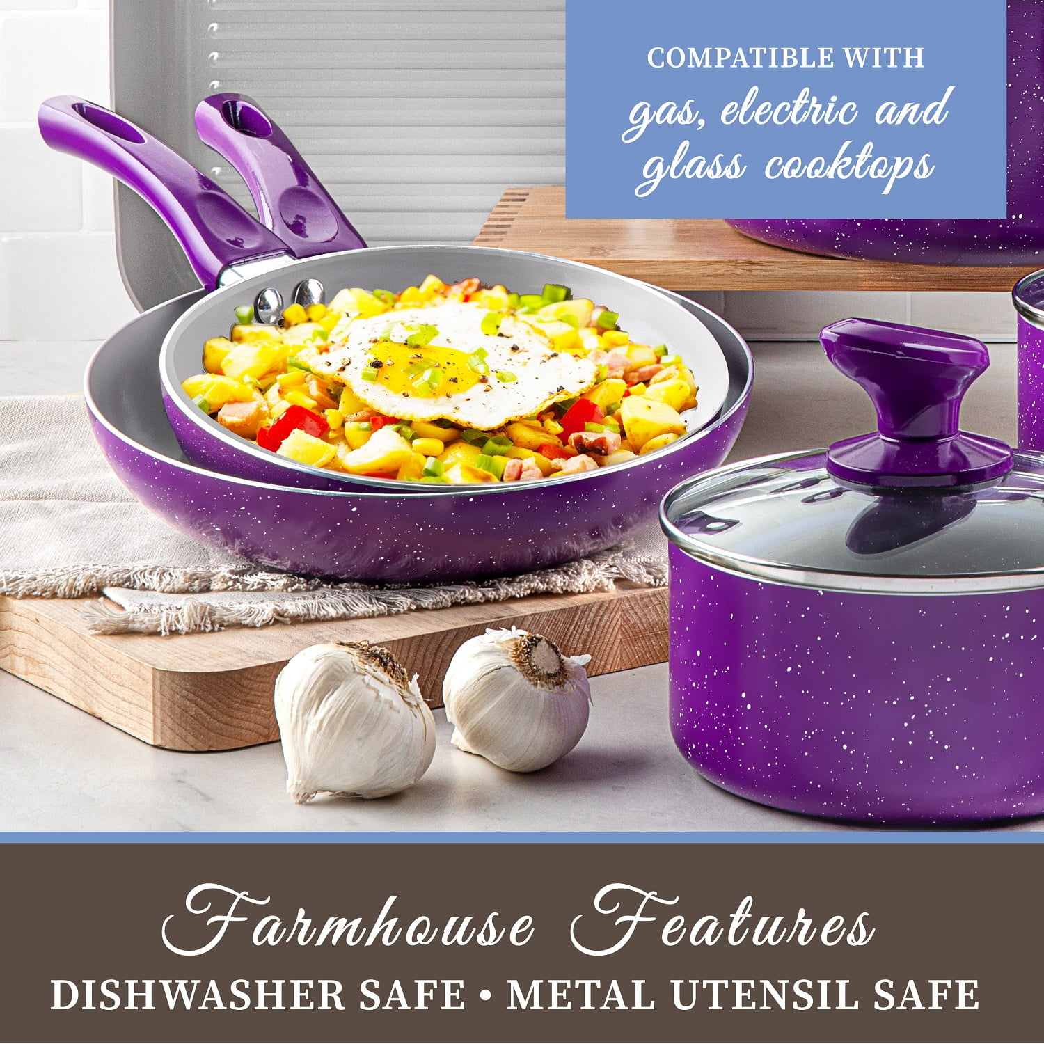 GraniteStone Diamond GraniteStone Diamond Farmhouse 14.57-in Ceramic Cookware  Set with Lid in the Cooking Pans & Skillets department at