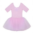 thumbnail image 7 of inlzdz Girls Ballet Dance Leotard Tutu Dress Short Sleeves Cutout Back Skirted with Built-in Knicker Pink 3-4, 7 of 7