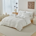 thumbnail image 3 of Soft Breathable Striped Textured Duvet Cover Bedding White Queen Size, 3 of 7