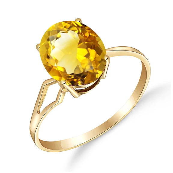 Galaxy Gold 14K Yellow Gold Natural Oval-Shaped Citrine Ring - November Birthstone - Warmth & Prosperity - Sizes 5.5 to 11 - Fine Jewelry for Women