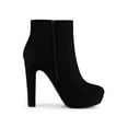 thumbnail image 3 of BLISSFUL STEP Women's Round Toe Side Zipper Block High Heel Ankle Boots Black 10, 3 of 8