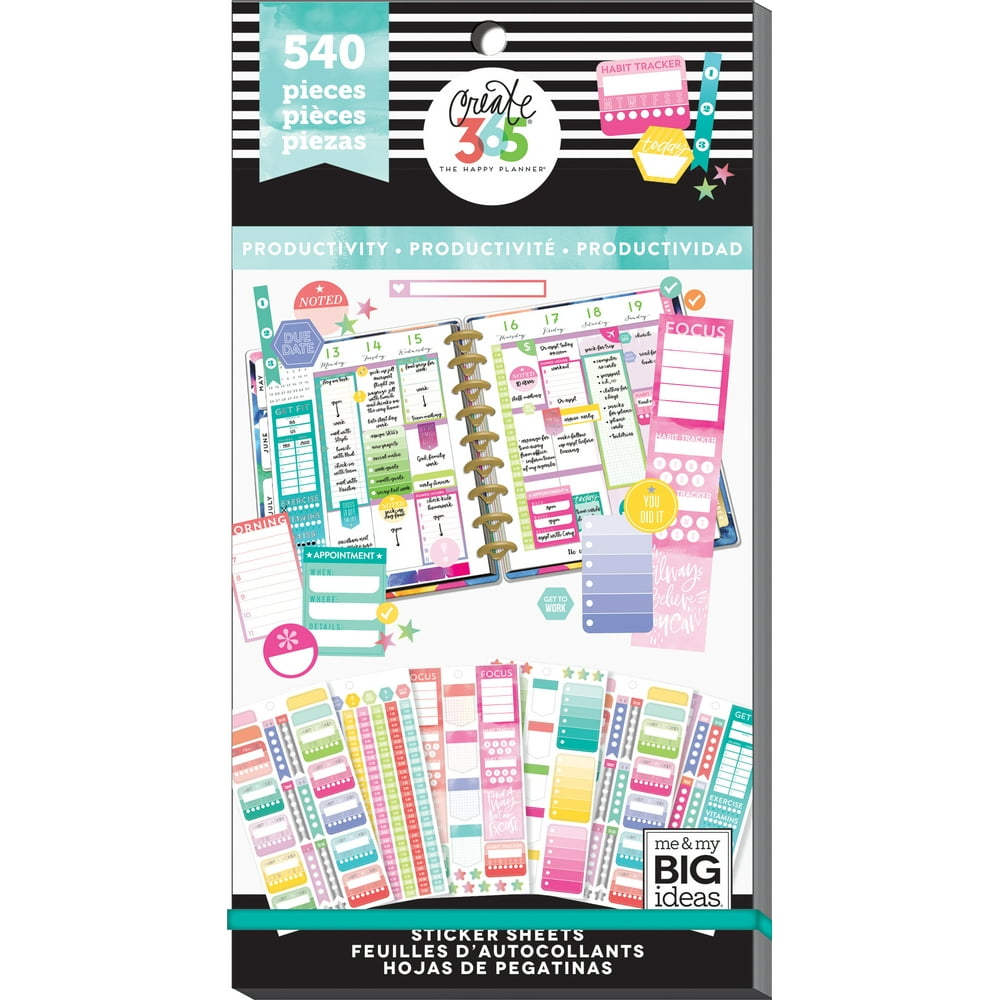 Happy Planner Sticker Value PackProductivity FillIn, 540/Pkg