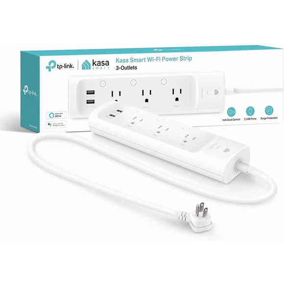 Kasa Smart Plug Power Strip by TP-Link (KP303) - Surge Protector with 3 Smart Outlets and 2 USB Ports, Works with Alexa Echo and Google Hom
