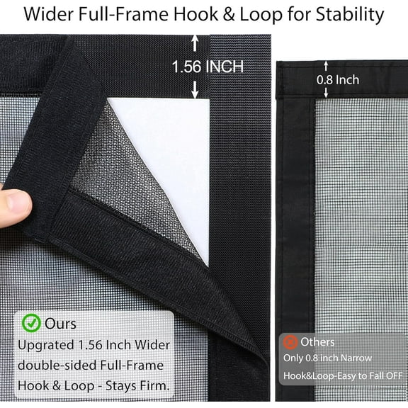 Magnetic Screen Door for Sliding & French Doors 74"x81", Reversible Opening, Heavy Duty Fiberglass Mesh with Strong Magnetic Seal, Bug Screen for Patio & Entryway