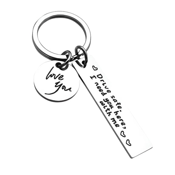 DESIGNICE 2026 New Drive Safe Keychain for Him, Keychain I Love You I Need You Here with Me, Keychain Gifts for Boyfriend Husband Dad Gifts